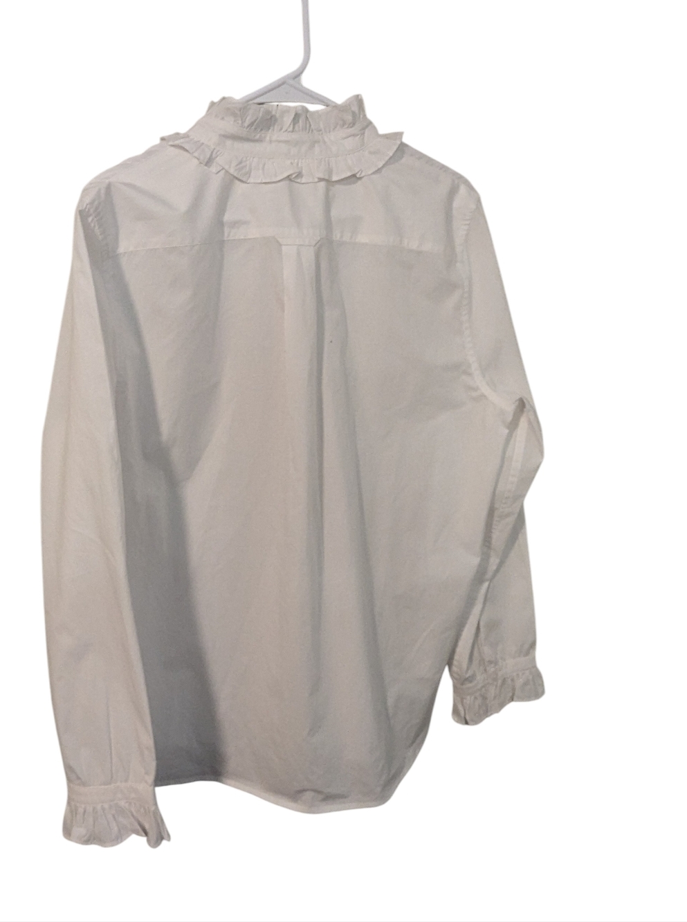 J. Crew, White Ruffle Collar Button-Down Shirt,M - Picture 3 of 6